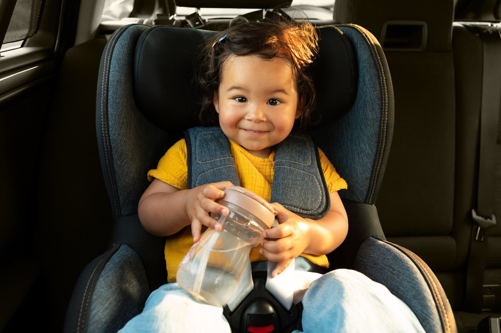 Happy Baby in Clean Car Seat